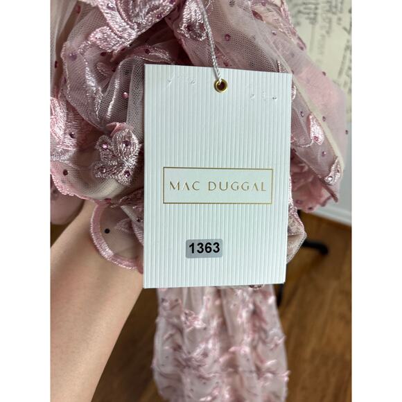 B58 Mac Duggal Floral Long Gown Womens 8 Modest Wedding Garden Coquette Gala - Picture 11 of 11